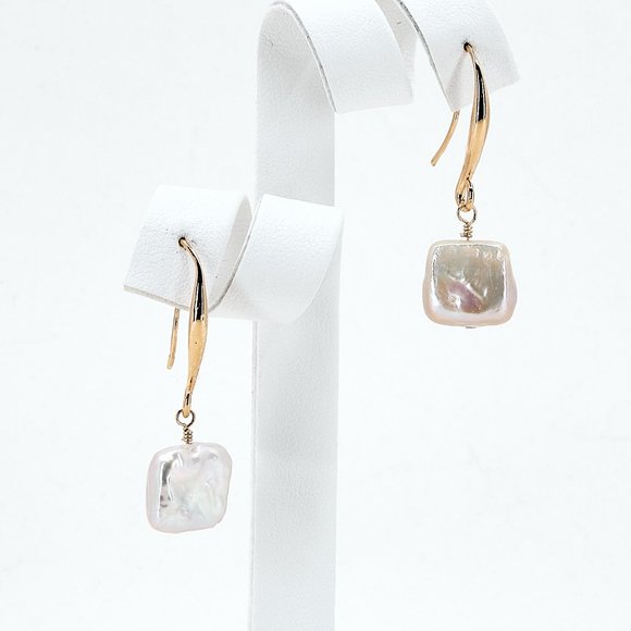 Baroque Pearl Drop Earrings, 14K Gold Filled Dainty French Hooks - Picture 4 of 10